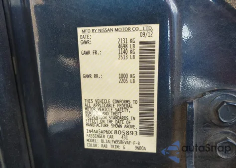 2013 Nissan Maxima 3.5 Sv from USA, damaged, VIN 1N4AA5AP6DC805893